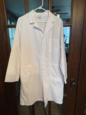 Meta White Lab Coat Medical Professional Button Front Long Sleeve Size L